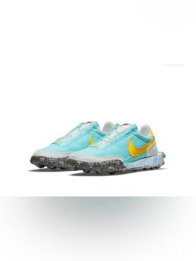 Nike Women's Waffle Racer Crater Bleached Aqua Yellow Size 6